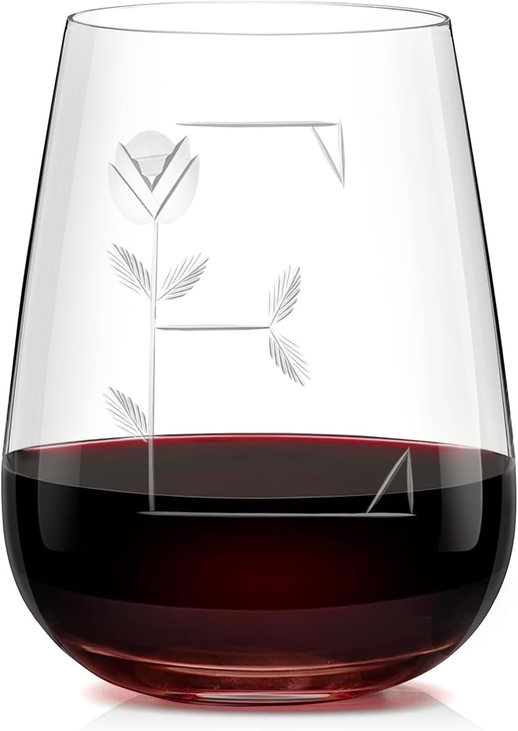 61BFavE9x2L._AC_SL1500_.jpg Elegant Monogrammed Crystal Stemless Wine Glasses - Handcrafted Intricately Engraved Crystal Wine Tumblers, Personalized Gifts for Wine Enthusiasts, Women and Men - Letter 'E' - Image 1