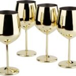 Stainless Steel Wine Glass 18oz - Set of 4 Gold - 3.6" D x 8.3" H (850978)