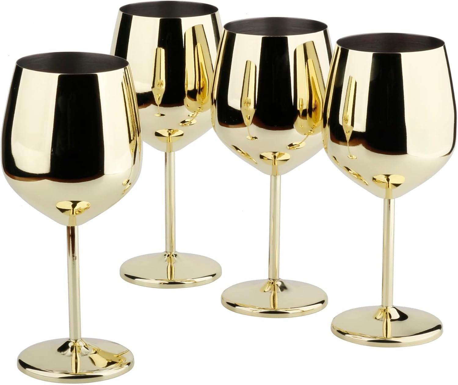 61JsoWAALfL._AC_SL1500_.jpg Stainless Steel Wine Glass 18oz - Set of 4 Gold - 3.6" D x 8.3" H (850978) - Image 1