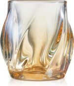 Whiskey Glasses Set of 2,  Glass, 8.5 OZ Drinking Glasses, Creative Twisted Crystal Old Fashioned Cocktail Glass Tumbler for Bourbon, Scotch, Tequila, Cognac, Rum