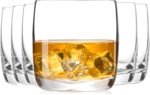 Whiskey Glasses Set of 6, Premium Crystal Bourbon Glass, 10.5 oz Drinking Glasses for Scotch, Cocktail, Whisky and Juice, Transparent  Glasses Tumbler, Dishwasher Safe Glassware