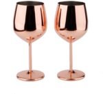 Stainless Steel Wine Glass 18oz - Set of 2 Copper - 3.6" D x 8.3" H (851012)