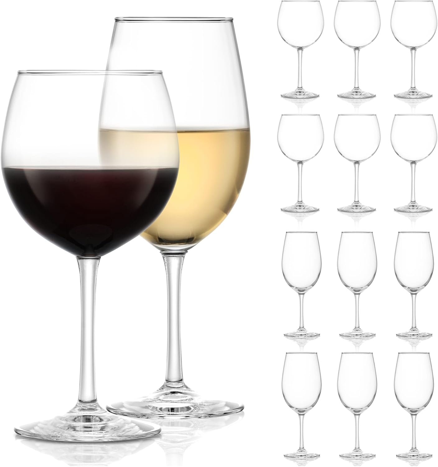 61wXLIMoquL._AC_SL1500_.jpg Wine Glass Set of 12, Red and White Clear Wine Glasses, Merlot, Bordeaux, Chardonnay Gifts, Lead-Free Party Wine Glasses - Image 1
