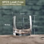 Whiskey Glasses Set of 6, Premium Crystal Bourbon Glass, 10.5 oz Drinking Glasses for Scotch, Cocktail, Whisky and Juice, Transparent  Glasses Tumbler, Dishwasher Safe Glassware - Image 2