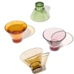 8oz Stemless Martini - Color Series SET OF 4, Premium Quality,  Dishwasher Safe & Heat Resistant Unbreakable Plastic Cocktail Glasses, Clear