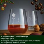 Elegant Monogrammed Crystal Stemless Wine Glasses - Handcrafted Intricately Engraved Crystal Wine Tumblers, Personalized Gifts for Wine Enthusiasts, Women and Men - Letter 'E' - Image 2