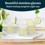Stemless Margarita Glasses Set of 6, Modern Margarita Glasses, Lightweight, Unique Bar Glasses, Lead-Free Margarita Set, 10.25 ounces - Image 2