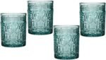 Old Fashioned Whiskey Glasses, Drinking Glasses, Vintage Decor, Glass Cups, Water Glasses, Cocktail Glasses  Collection, 12oz, Seafoam, Set of 4