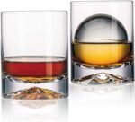 Hand Blown Crystal Double Old Fashioned Cocktail, Solid Whiskey Glasses,  Glasses, Lowball Glasses - 12 Ounce - set of 2 - Perfect Size for Oversized Ice Cubes