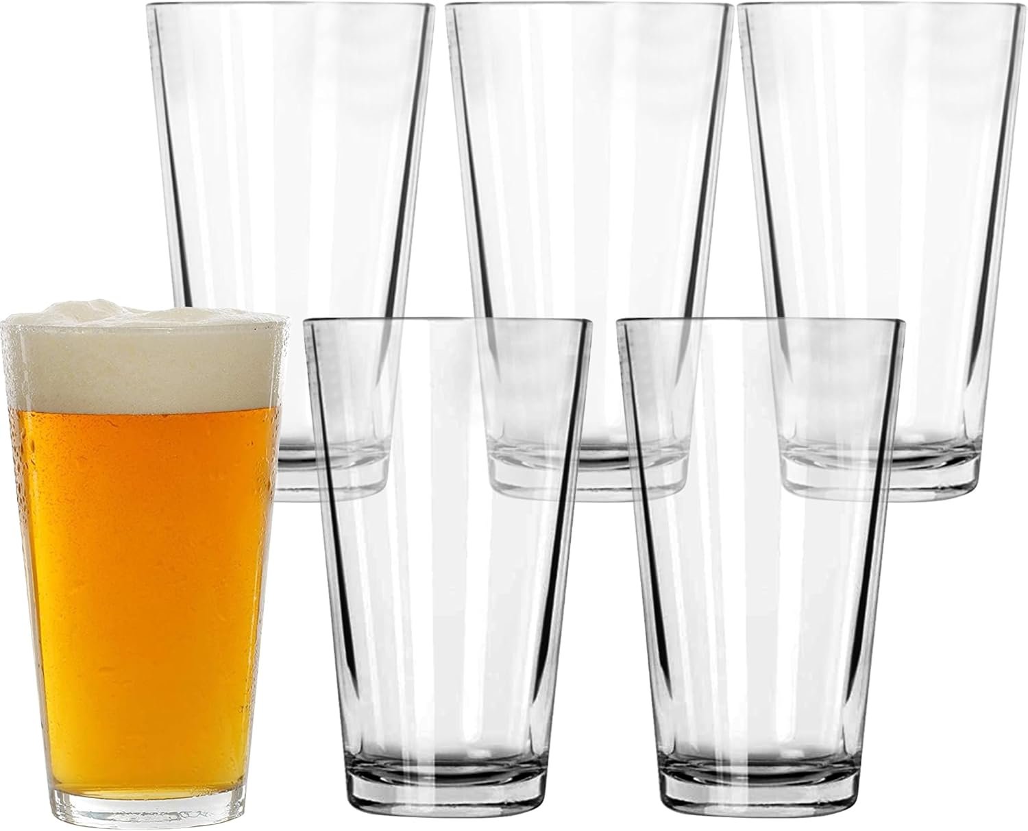 71wWLQhd5zL._AC_SL1500_.jpg Pint Glasses Set of 6 - 16 oz Drinking Glasses Made for Cold Beverages - 16 oz Mixing Glass & Highball Glasses Set of 6 for Homes, Pubs & More - Freezer & Dishwasher-Friendly Cocktail Glasses, - Image 1
