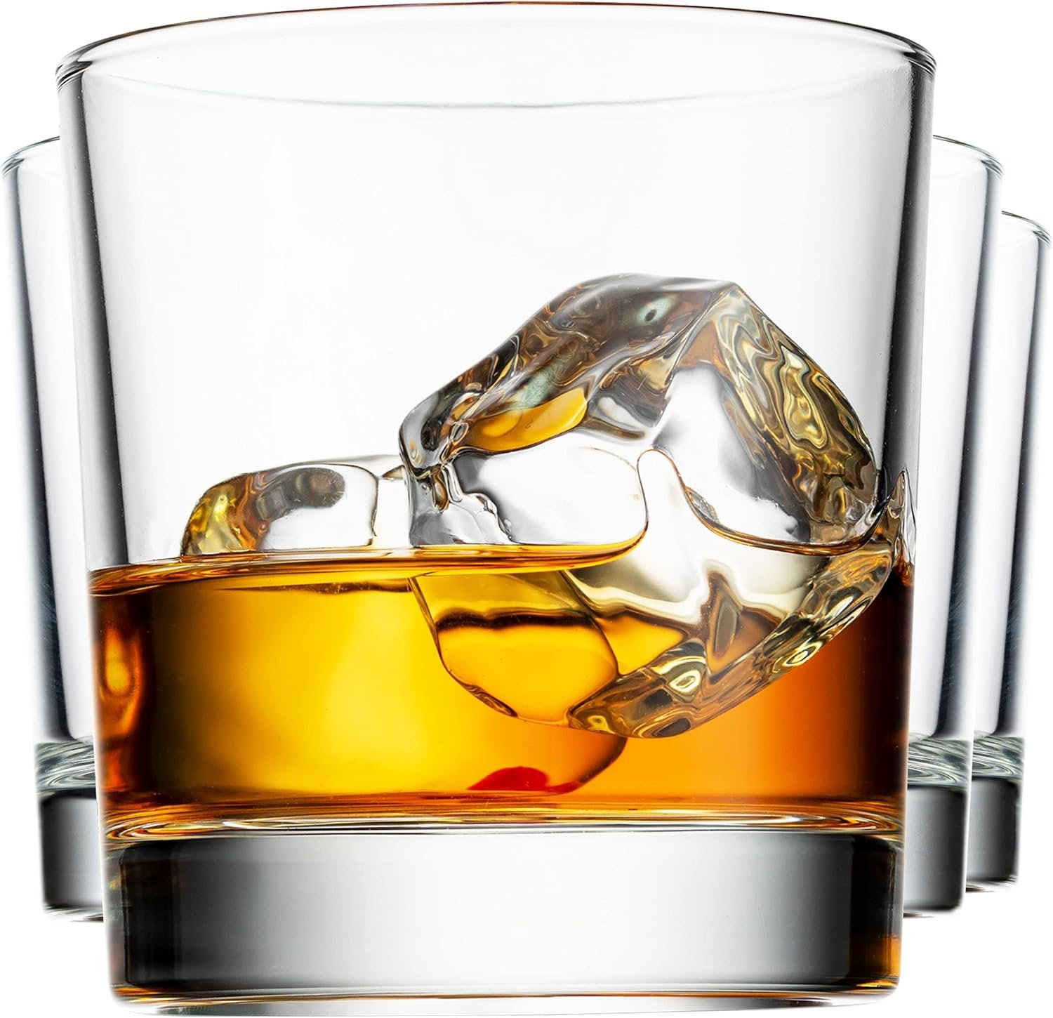 81-T-VNZe4L._AC_SL1500_.jpg Old Fashioned Whiskey Glasses, Italian Made Drinking Glasses, Glass Cups, Whiskey Gifts - Set of 4 - Image 1