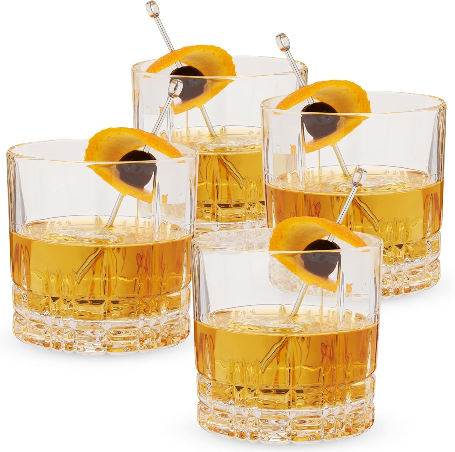8132drg1yFL._AC_SL1500_.jpg Double Old Fashioned Glasses Set of 4 - Lowball Cocktail Glasses European-Made Crystal, Dishwasher Safe, Professional Quality Cocktail Glass Gift Set - 13 oz - Image 1