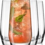 18.5 oz Highball Glasses, 4pc Tall Glass Sets. Lead-Free Crystal Glass Drinking Glasses. Water Glasses, Mojito Glass Cups, Tom Collins Bar Glassware, and Mixed Drink Cocktail Glass Set