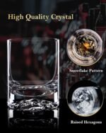Hand Blown Crystal Double Old Fashioned Cocktail, Solid Whiskey Glasses,  Glasses, Lowball Glasses - 12 Ounce - set of 2 - Perfect Size for Oversized Ice Cubes - Image 2